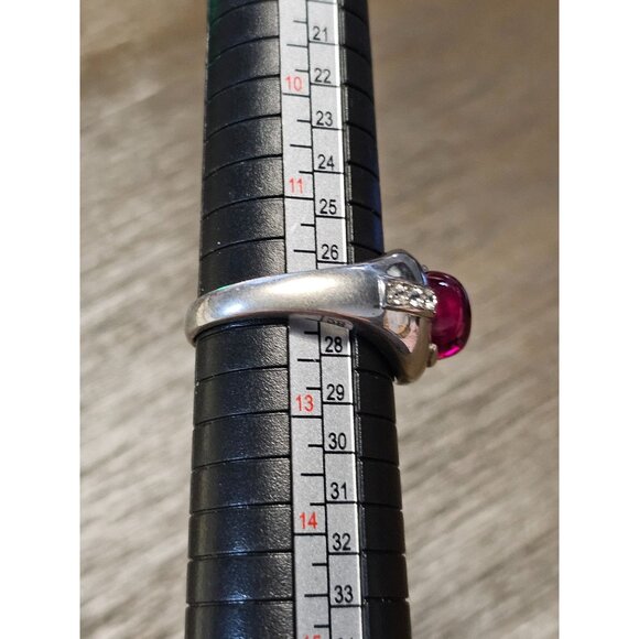 925 Sterling Silver Ruby Ring Size 12 - 8.03g - Picture 2 of 5